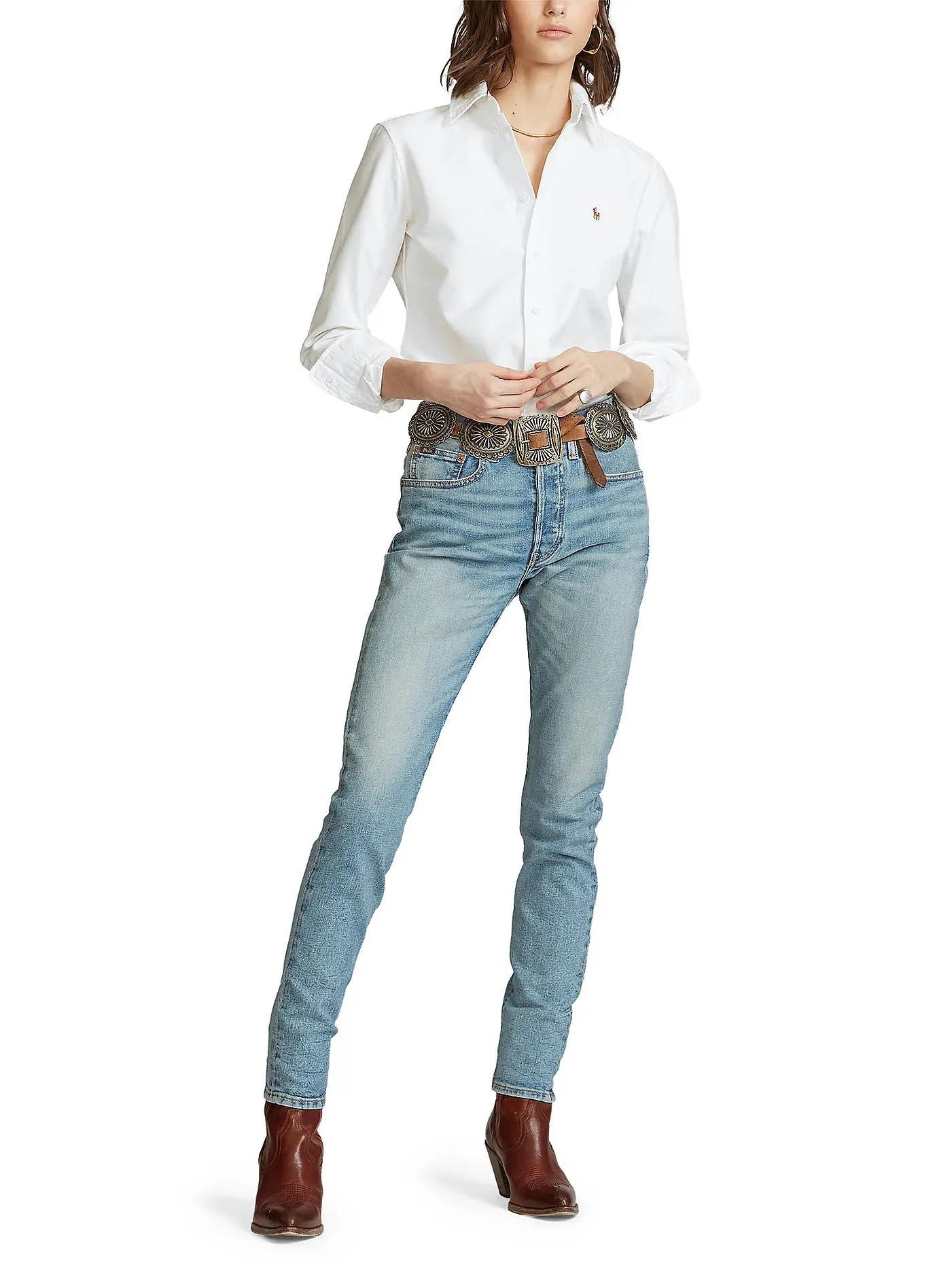 POLO RALPH LAUREN | Bluse Slim Fit HARPER | weiss